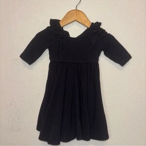 Remie Girl Classic Black Ruffle-Shoulder Kids Dress